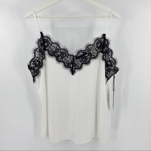 Black Tape white and lace camisole tank NWT